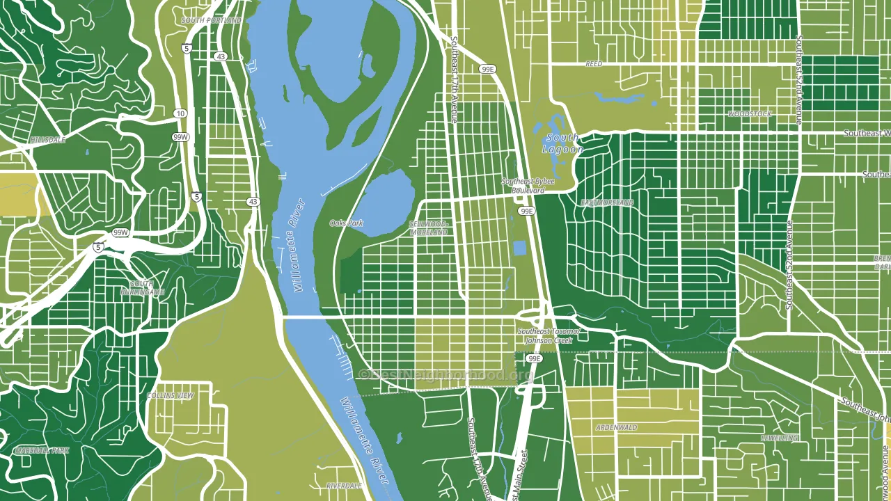 Sellwood-Moreland, Portland, OR block-group voter-turnout map