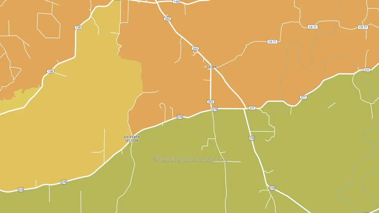 Selma, AR block-group voter-turnout map