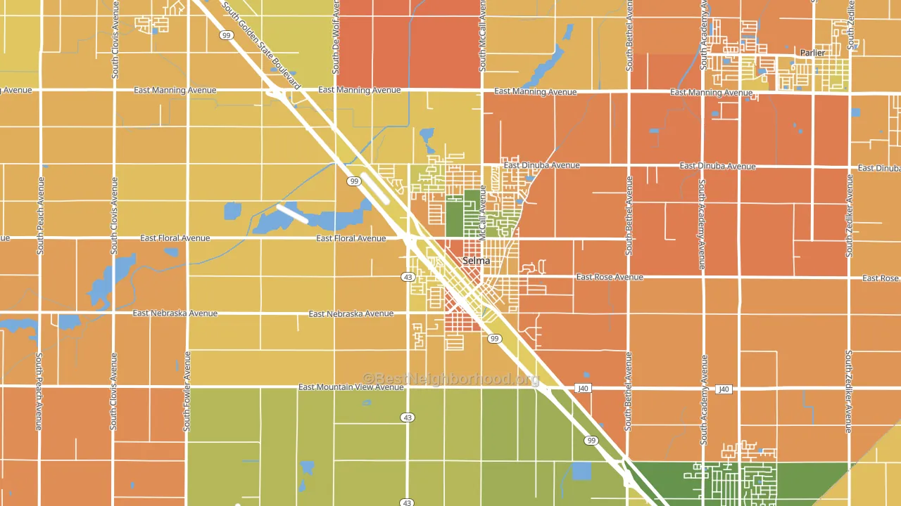 Selma, CA block-group voter-turnout map