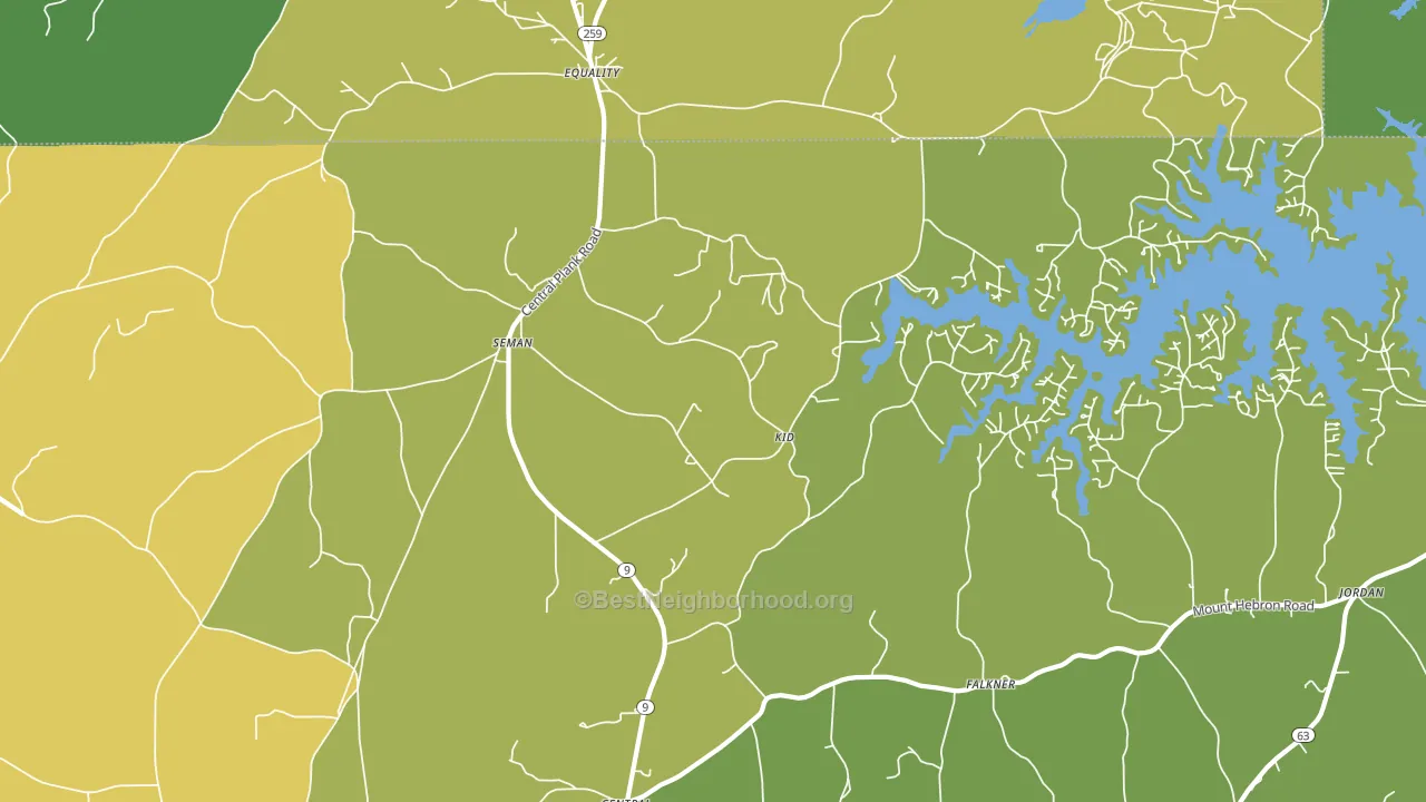 Seman, AL block-group voter-turnout map