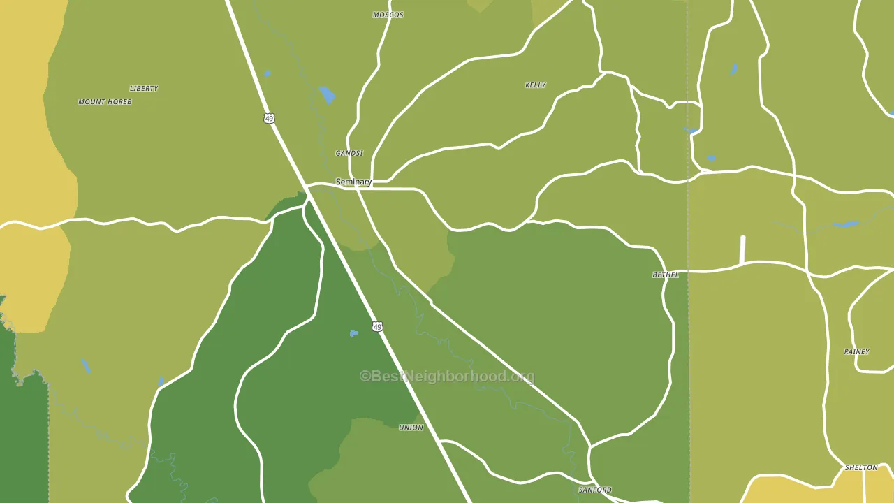 Seminary, MS block-group voter-turnout map