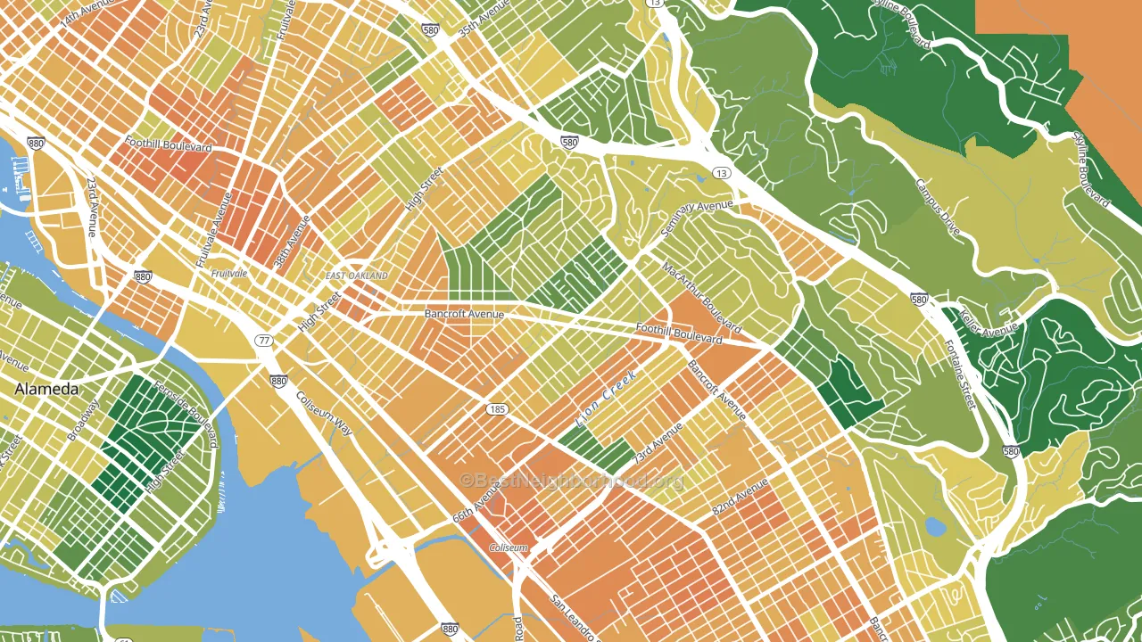 Seminary, Oakland, CA block-group voter-turnout map