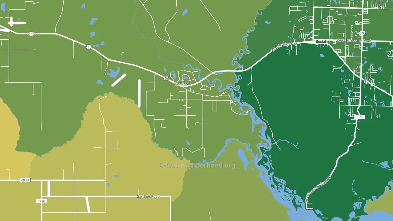 Seminole, AL block-group voter-turnout map