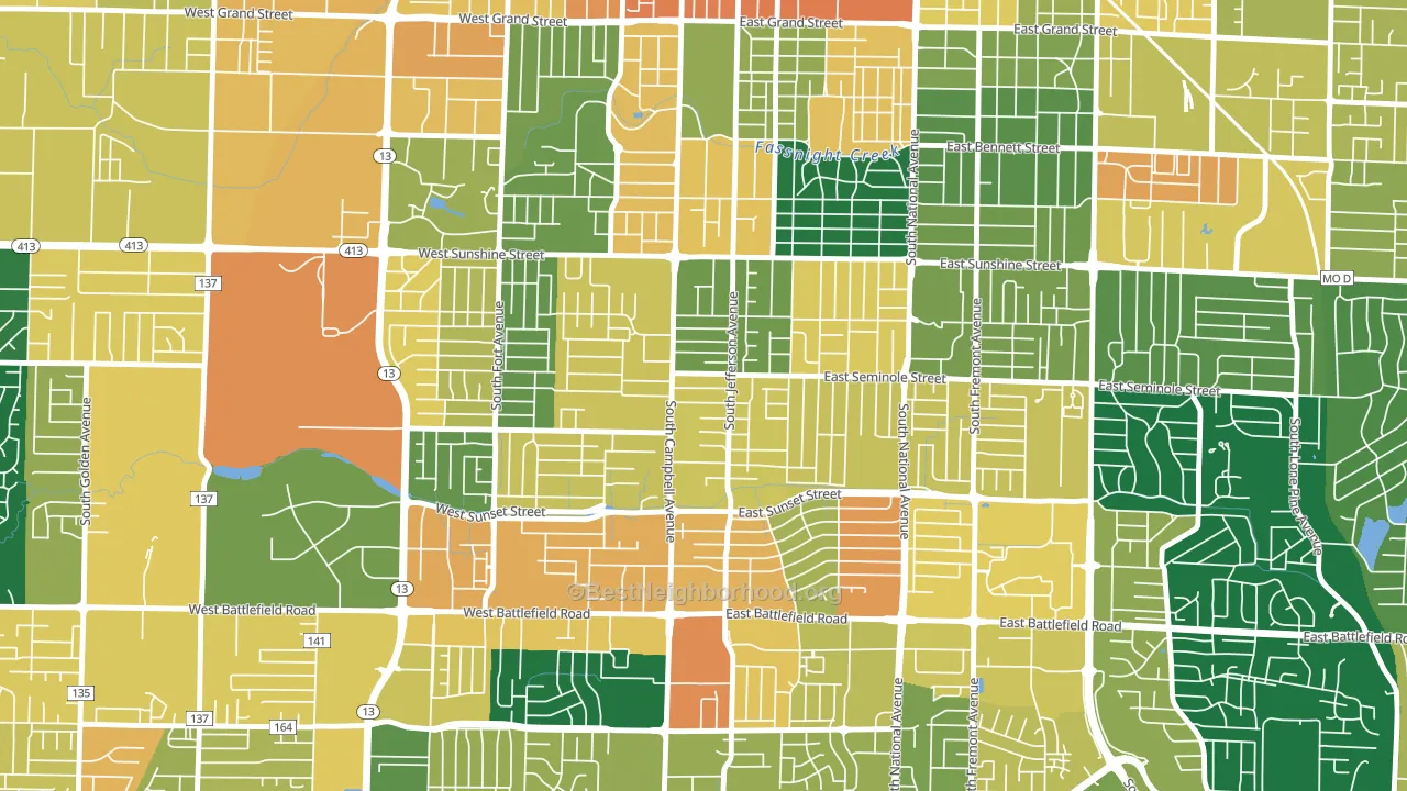 Seminole Holland, Springfield, MO block-group voter-turnout map