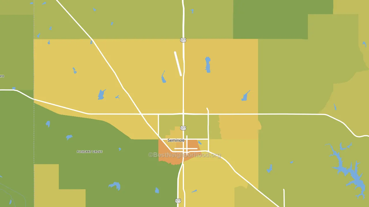 Seminole, OK block-group voter-turnout map
