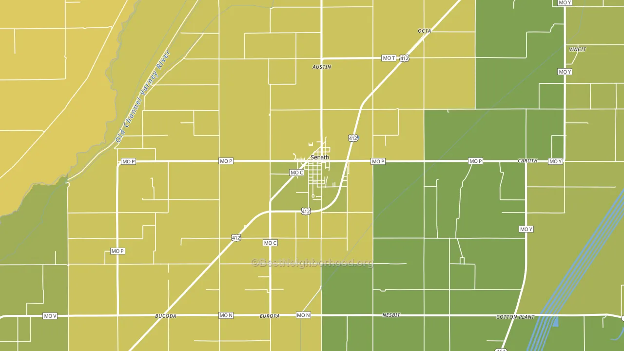 Senath, MO block-group voter-turnout map