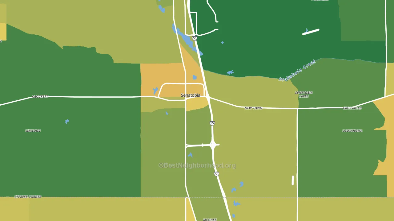 Senatobia, MS block-group voter-turnout map