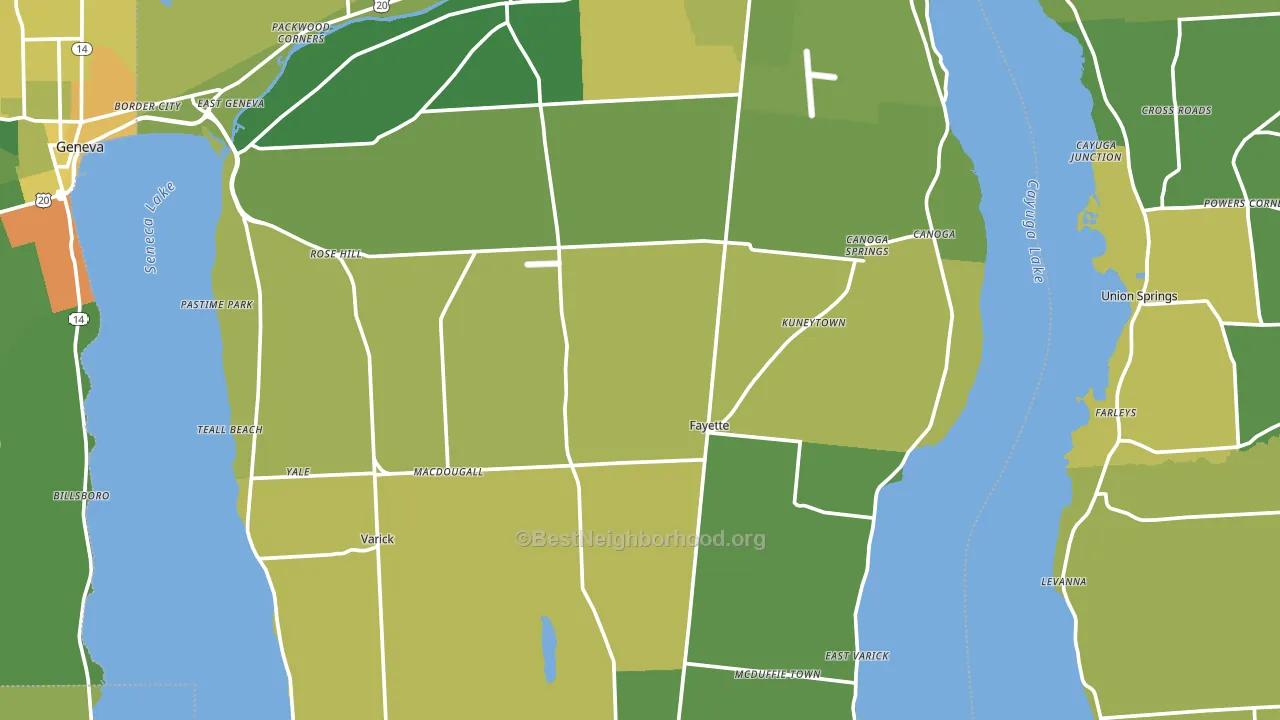 Seneca County, NY block-group voter-turnout map