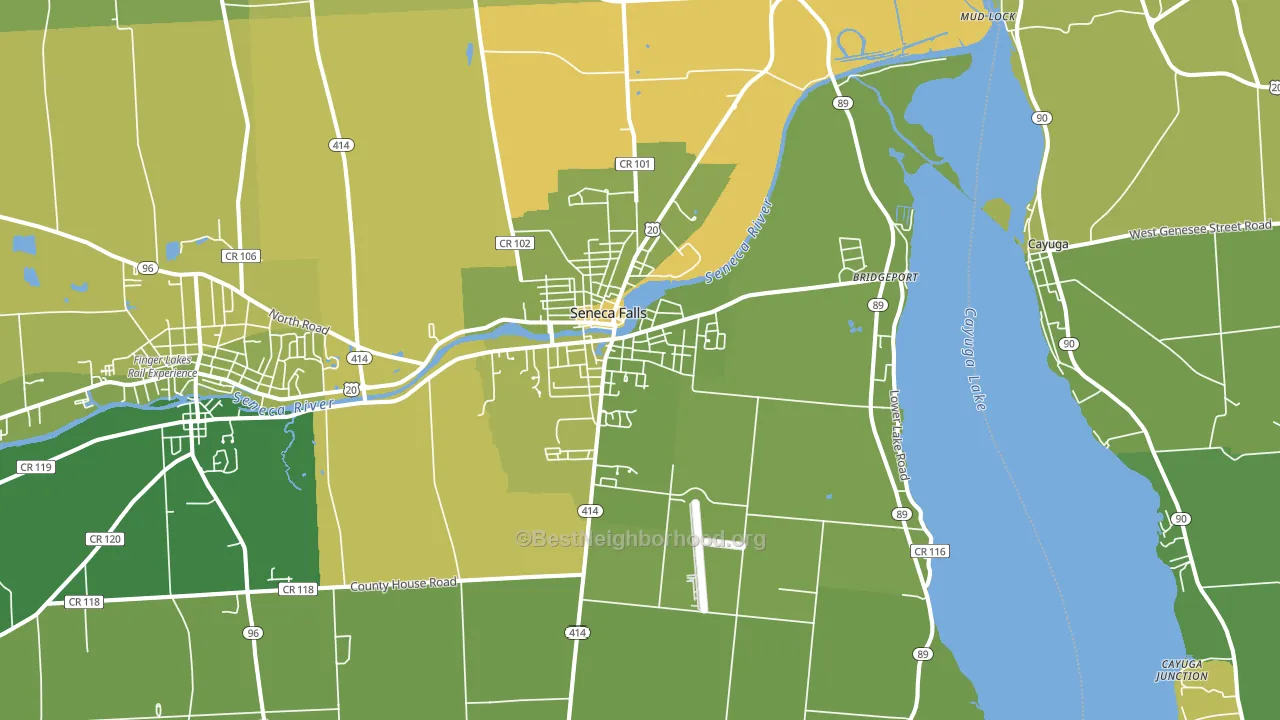 Seneca Falls, NY block-group voter-turnout map