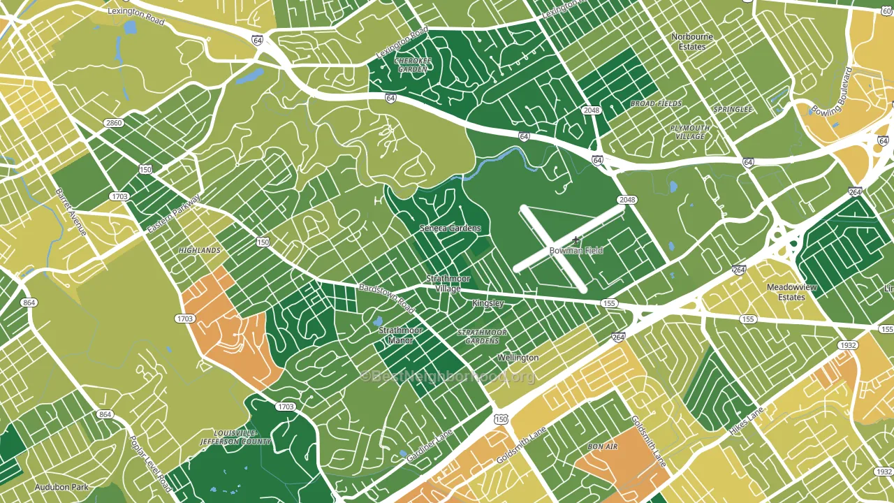 Seneca Gardens, KY block-group voter-turnout map