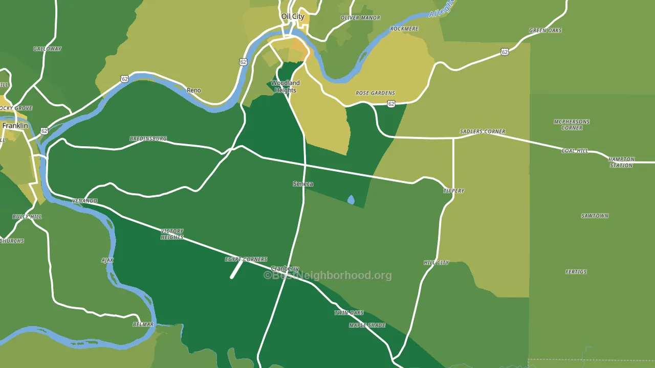 Seneca, PA block-group voter-turnout map