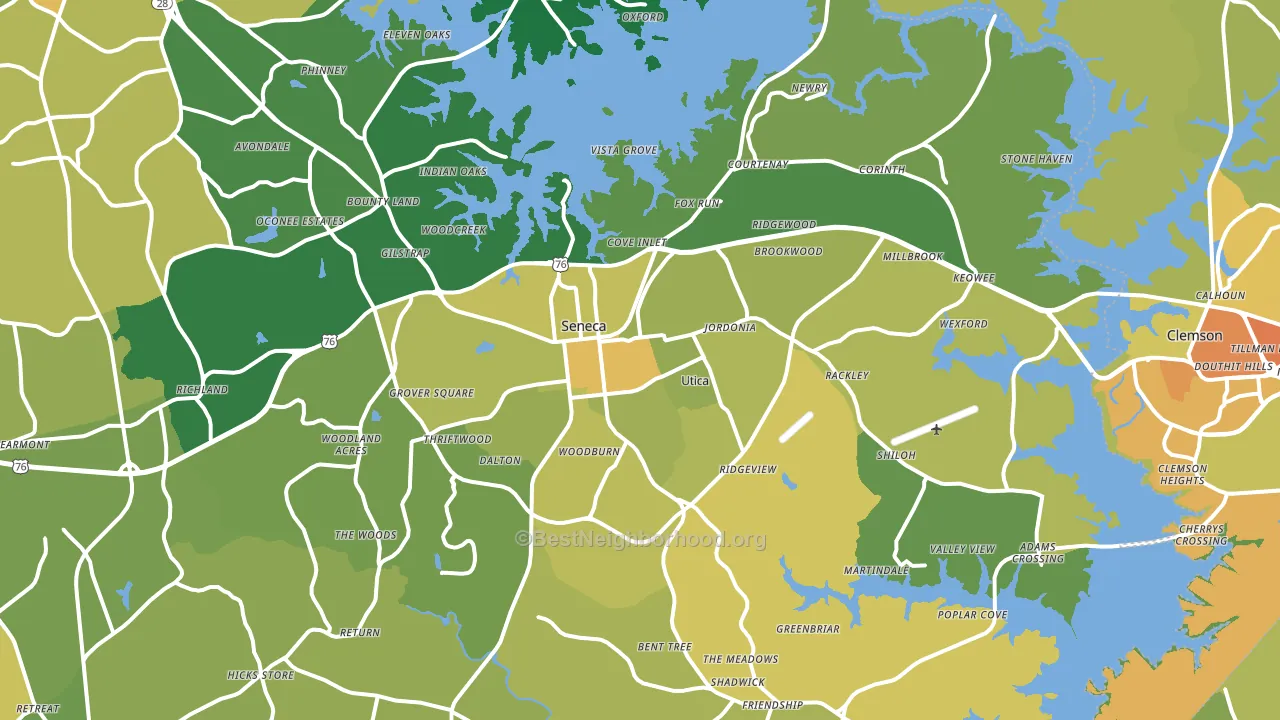 Seneca, SC block-group voter-turnout map
