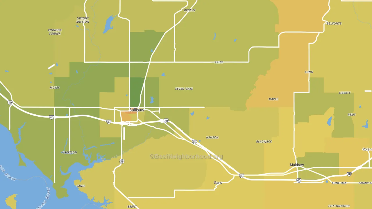 Sequoyah County, OK block-group voter-turnout map