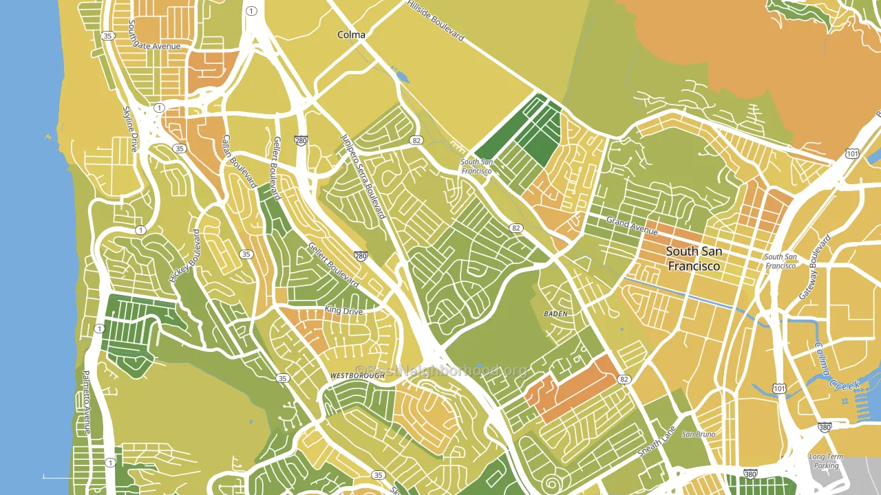 Serra Highlands, South San Francisco, CA block-group voter-turnout map