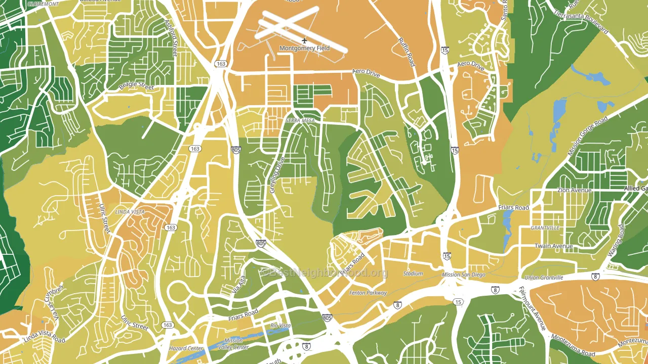 Serra Mesa, San Diego, CA block-group voter-turnout map