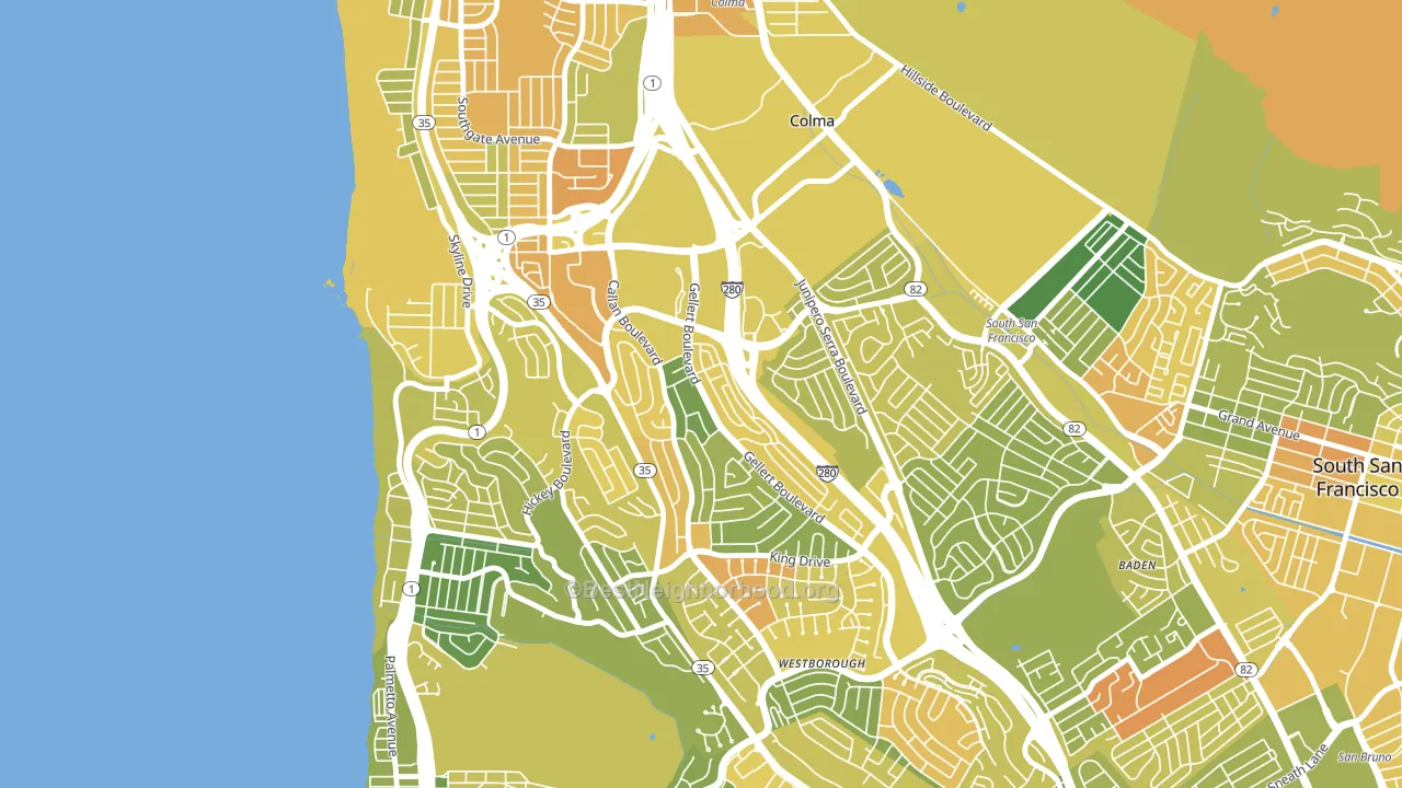 Serramonte, Daly City, CA block-group voter-turnout map