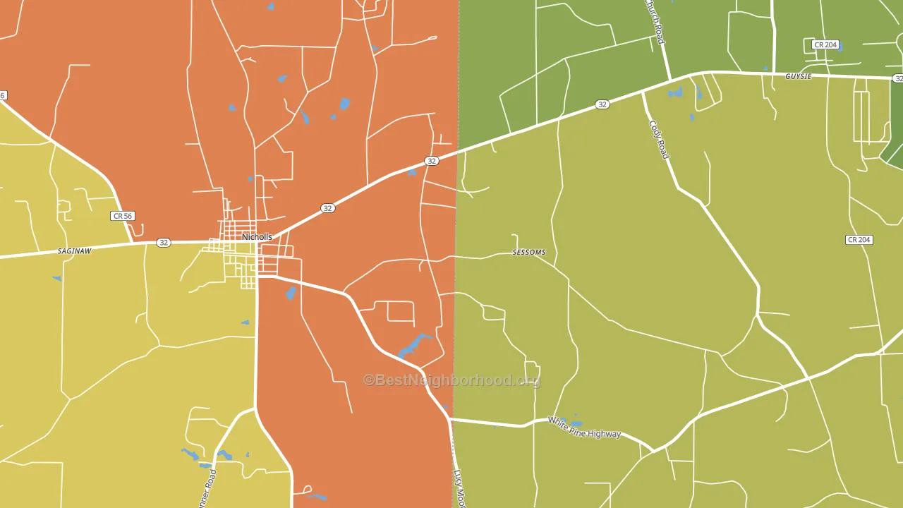 Sessoms, GA block-group voter-turnout map