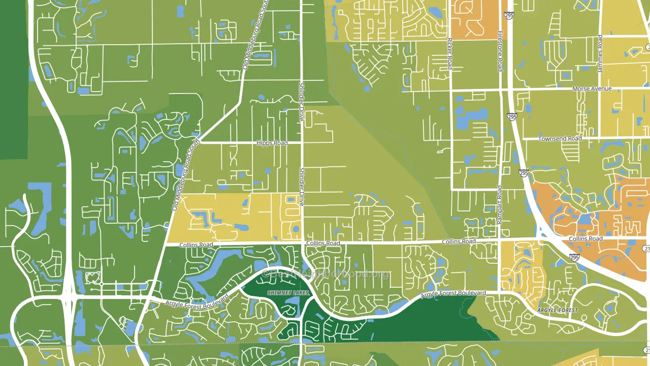 Settlers Landing, Jacksonville, FL block-group voter-turnout map