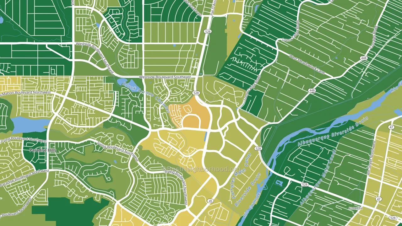 Seven Bar Ranch, Albuquerque, NM block-group voter-turnout map
