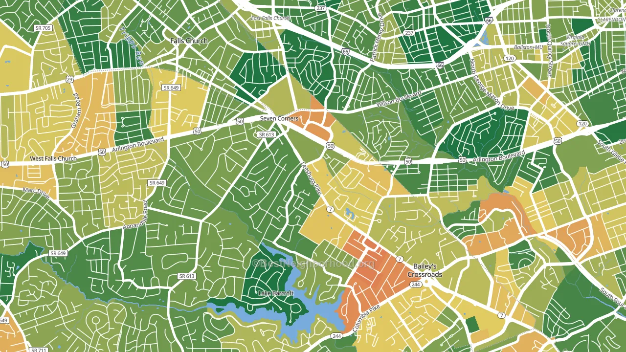 Seven Corners, VA block-group voter-turnout map