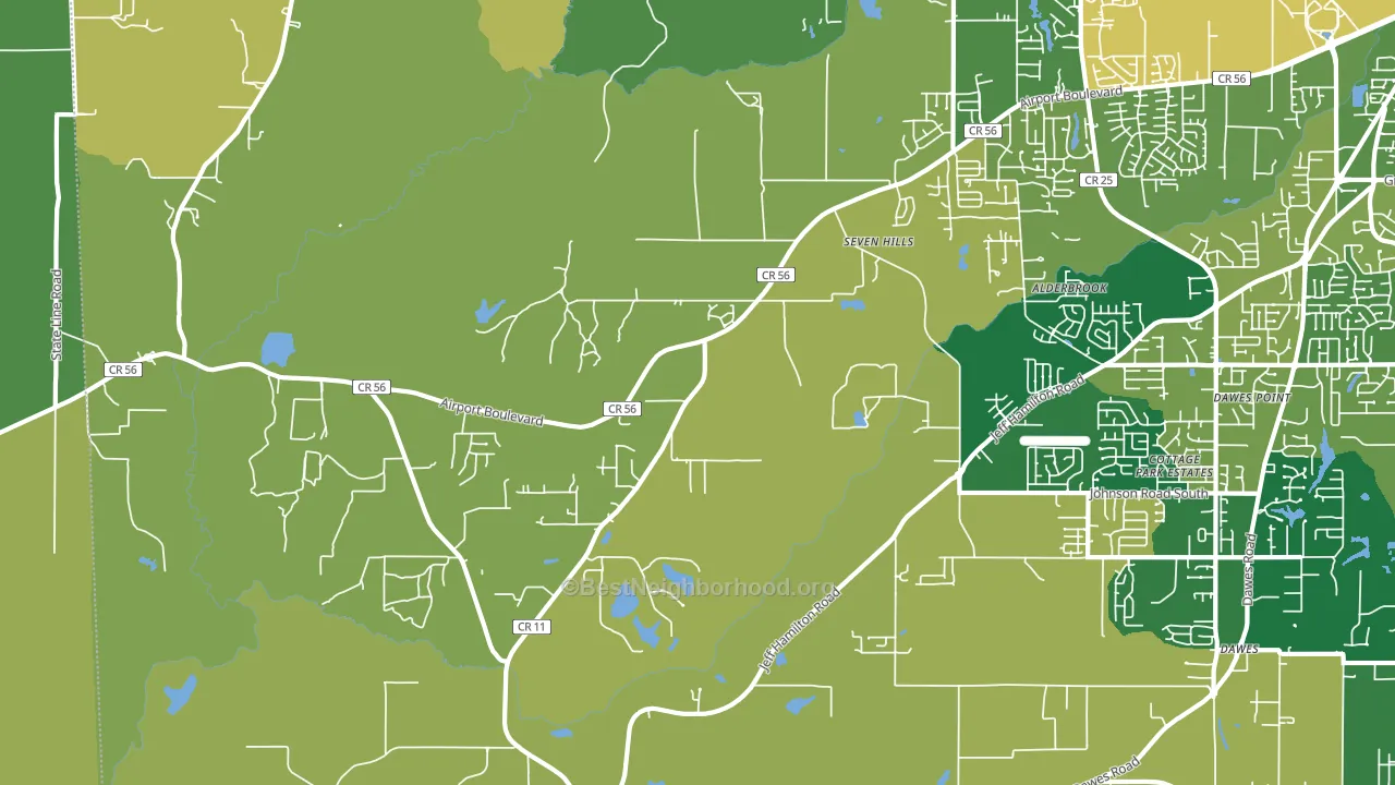 Seven Hills, AL block-group voter-turnout map