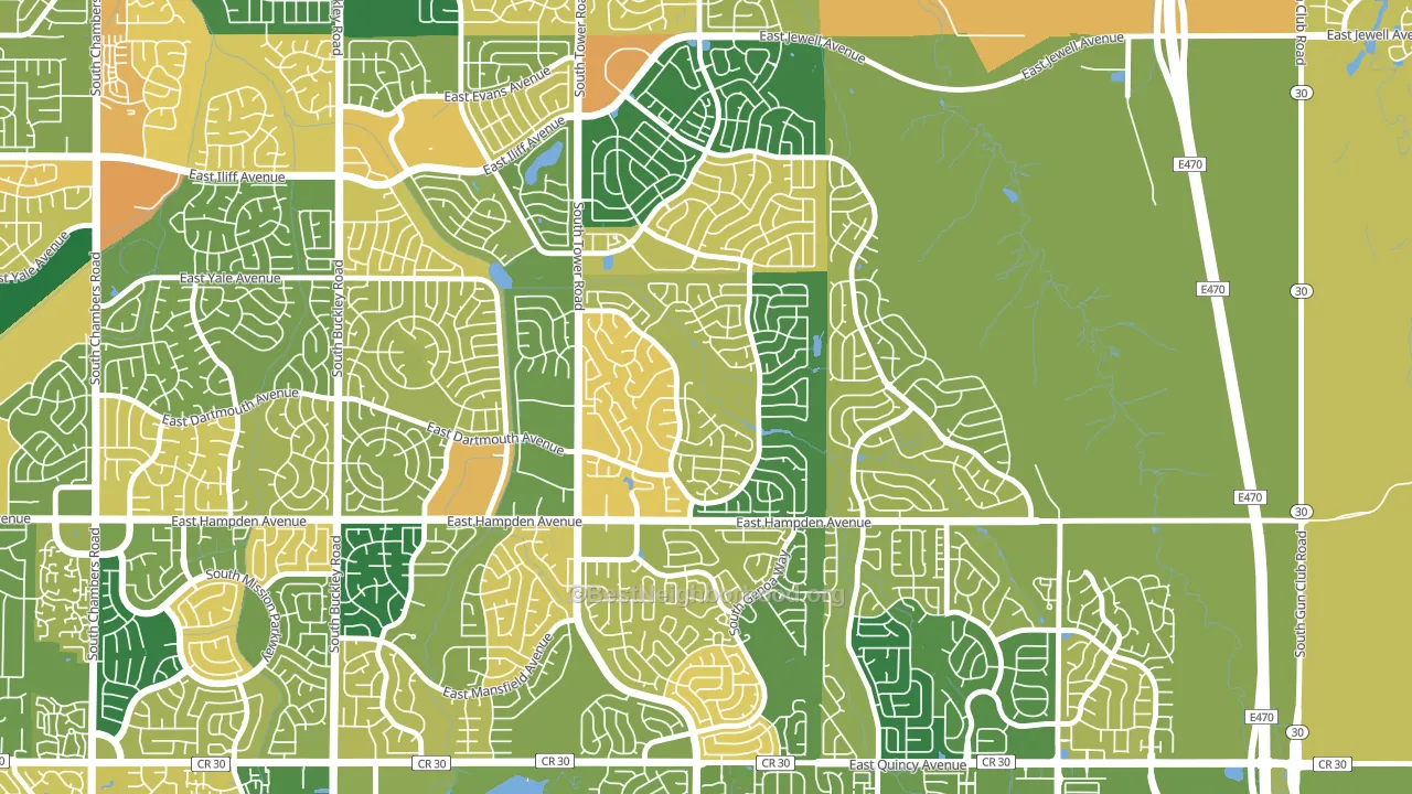 Seven Hills, Aurora, CO block-group voter-turnout map