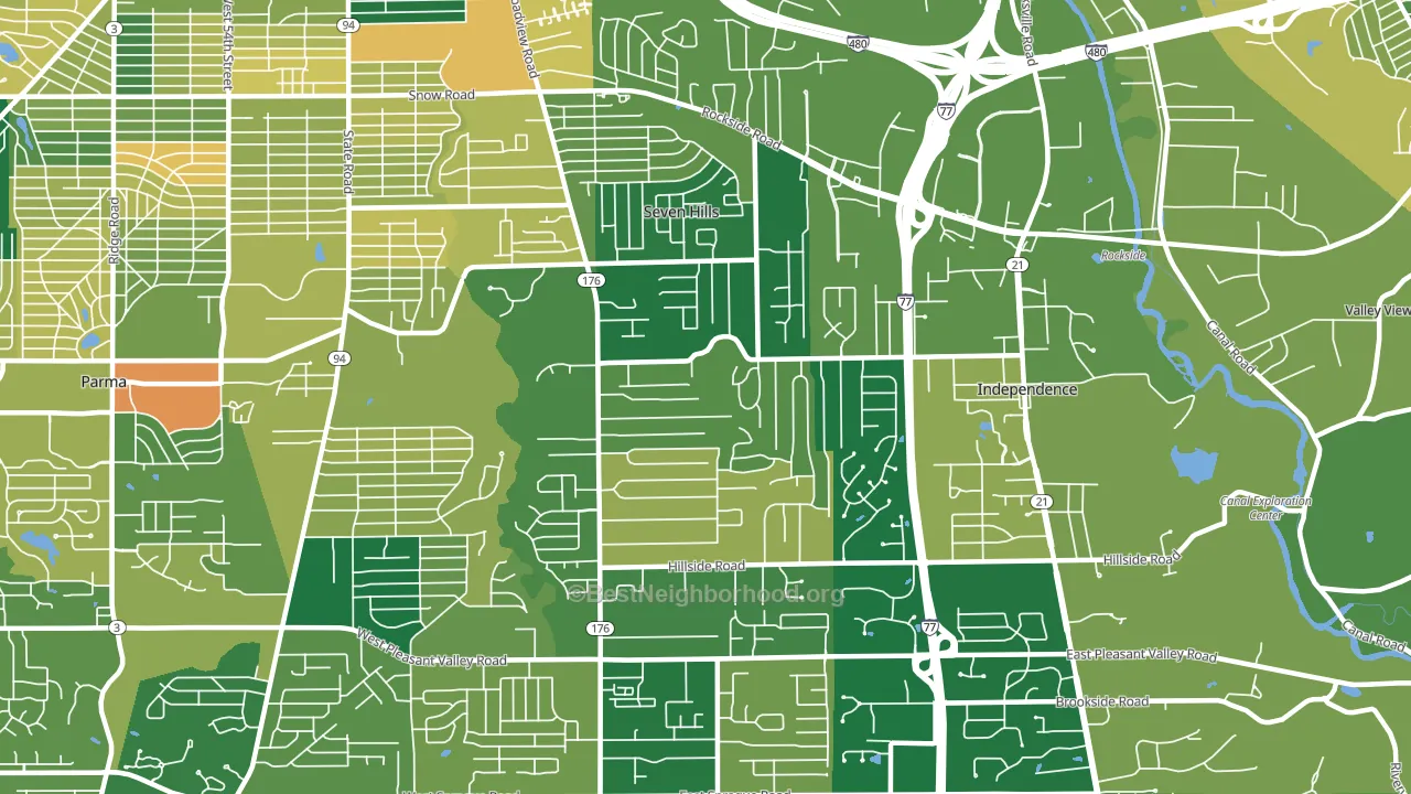 Seven Hills, OH block-group voter-turnout map