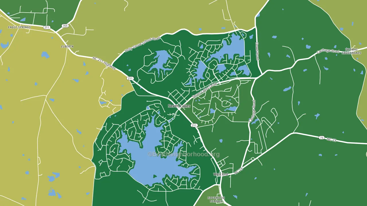 Seven Lakes, NC block-group voter-turnout map