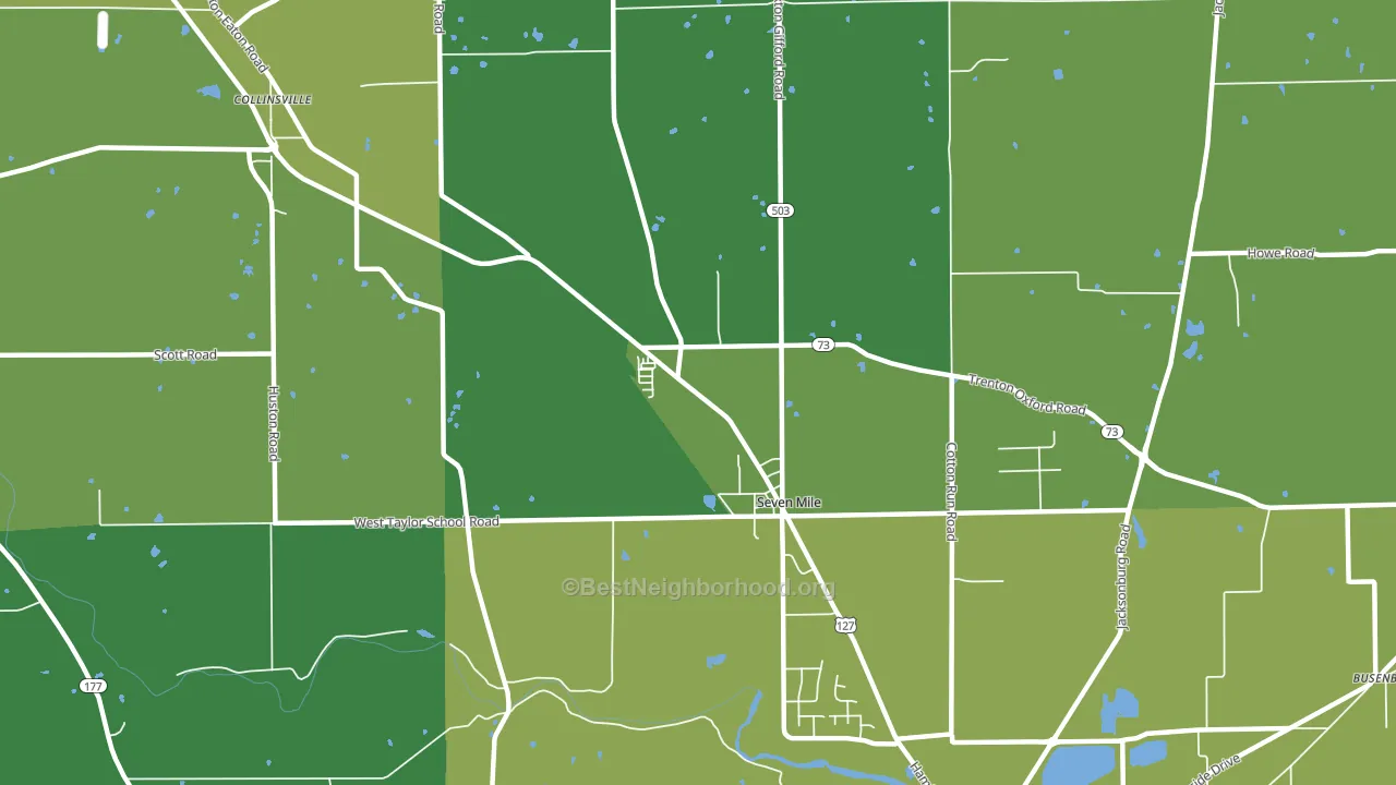 Seven Mile, OH block-group voter-turnout map