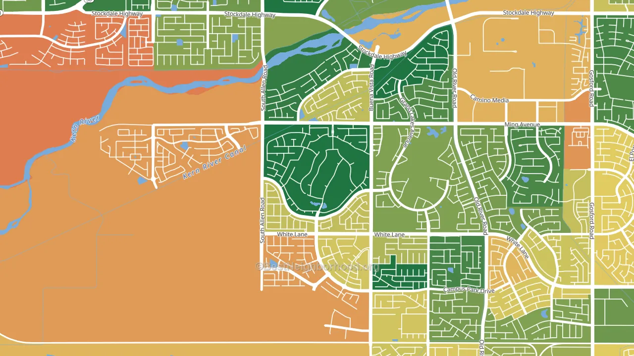 Seven Oaks at Grand Island, Bakersfield, CA block-group voter-turnout map
