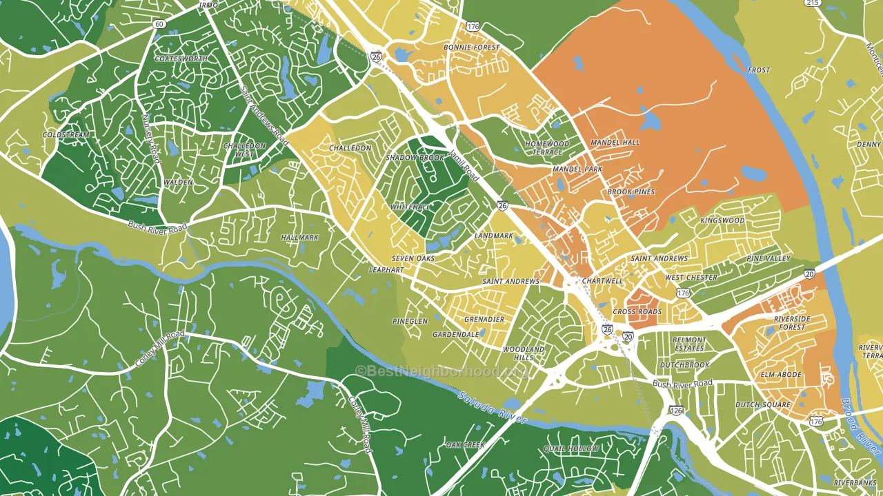 Seven Oaks, SC block-group voter-turnout map
