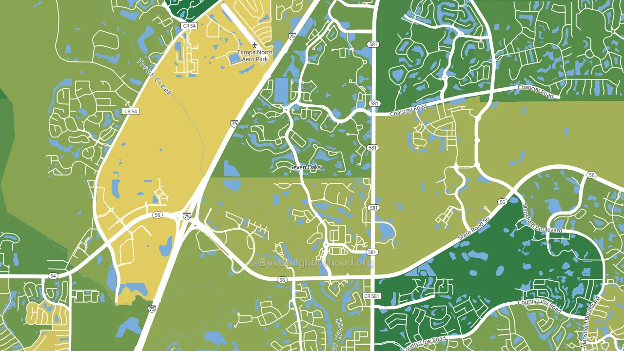 Seven Oaks, Wesley Chapel, FL block-group voter-turnout map