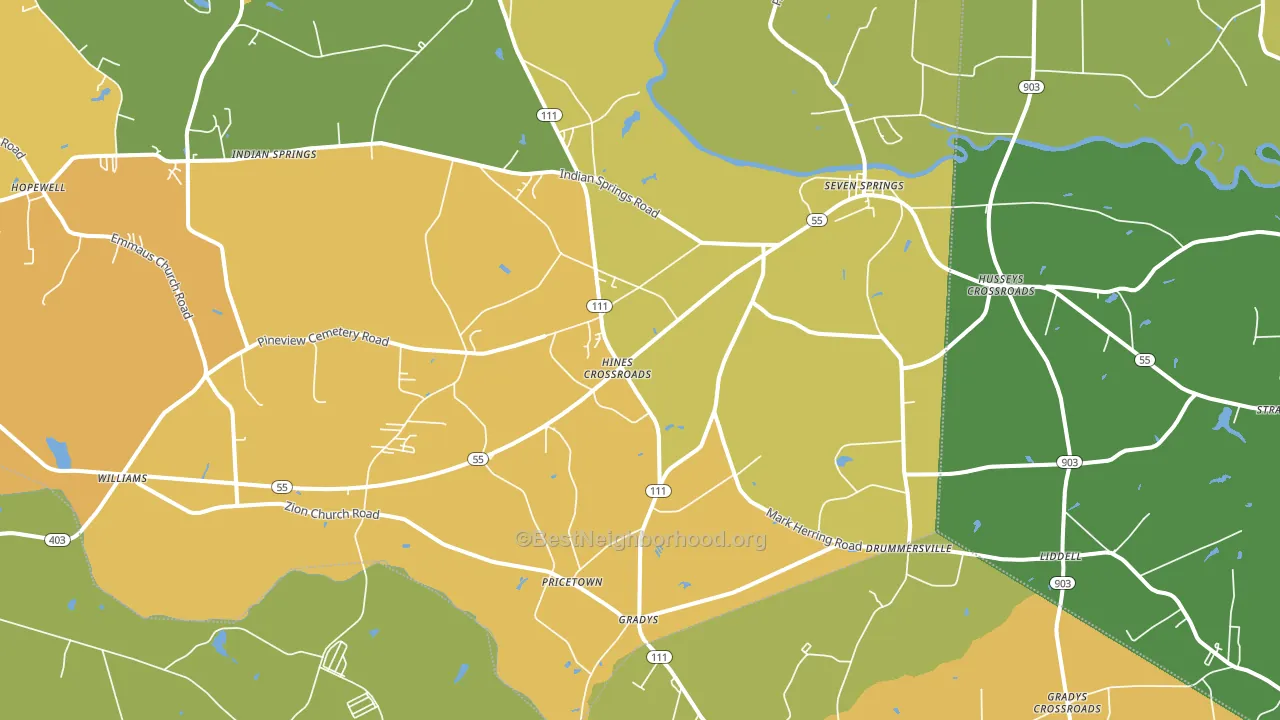 Seven Springs, NC block-group voter-turnout map