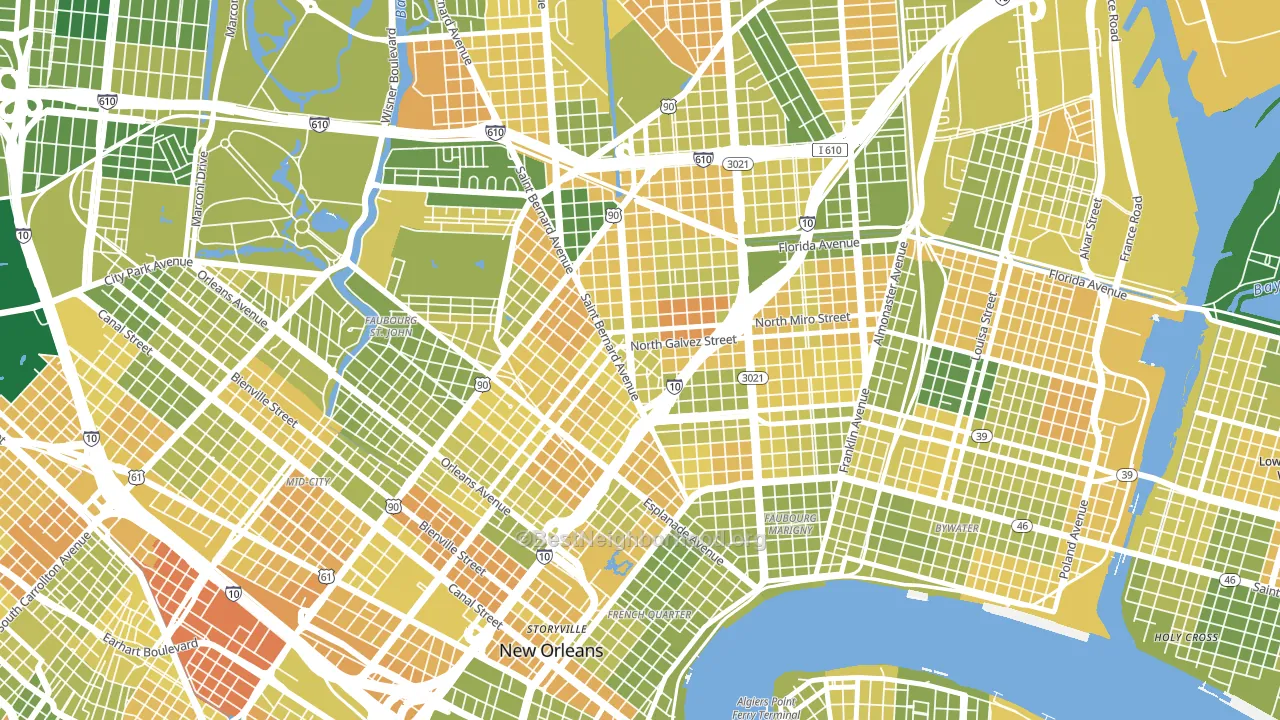 Seventh Ward, New Orleans, LA block-group voter-turnout map