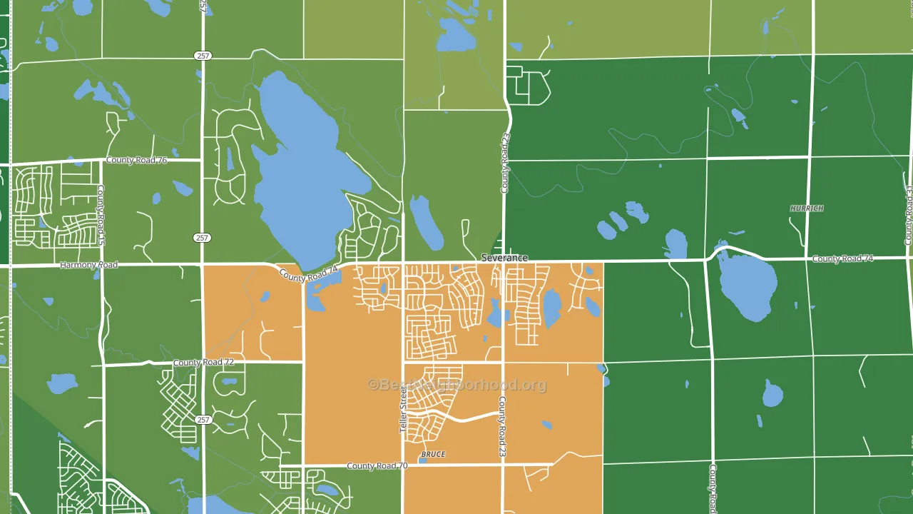 Severance, CO block-group voter-turnout map