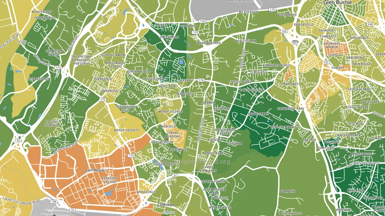 Severn, MD block-group voter-turnout map