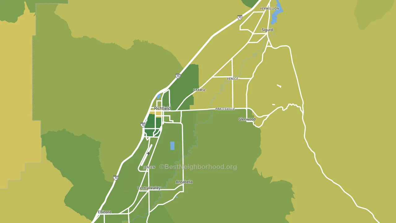 Sevier County, UT block-group voter-turnout map