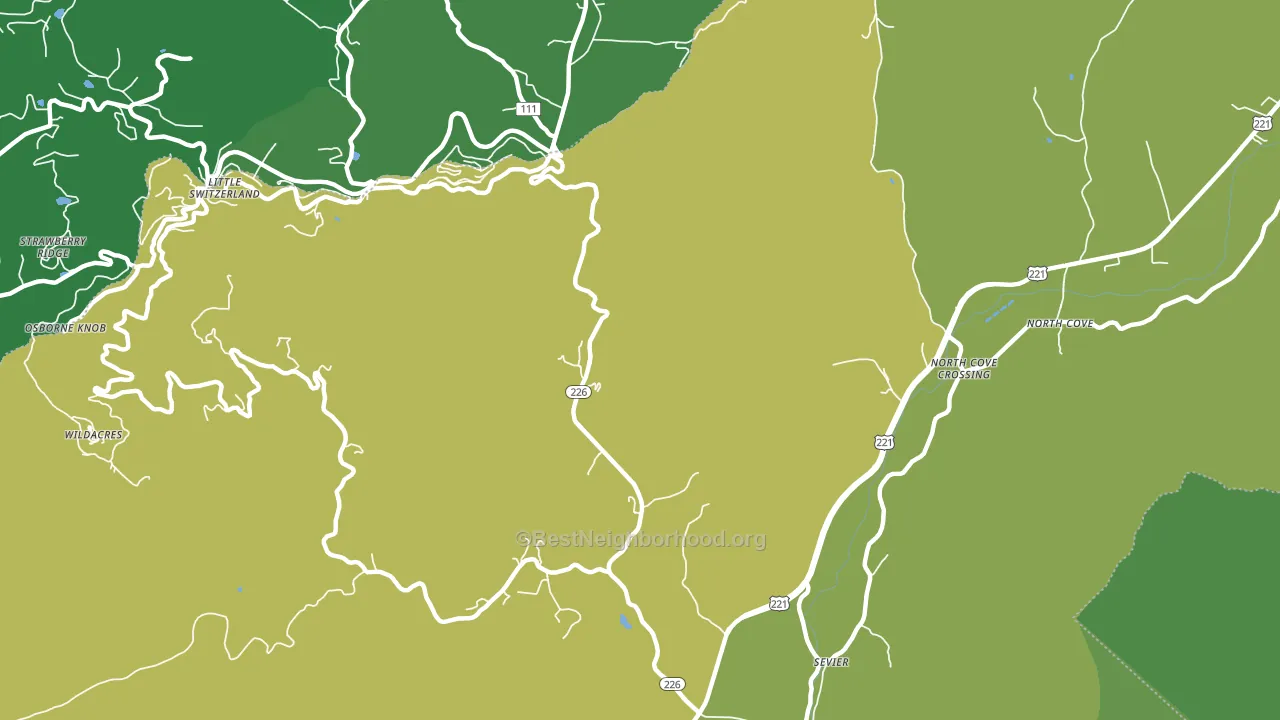 Sevier, NC block-group voter-turnout map