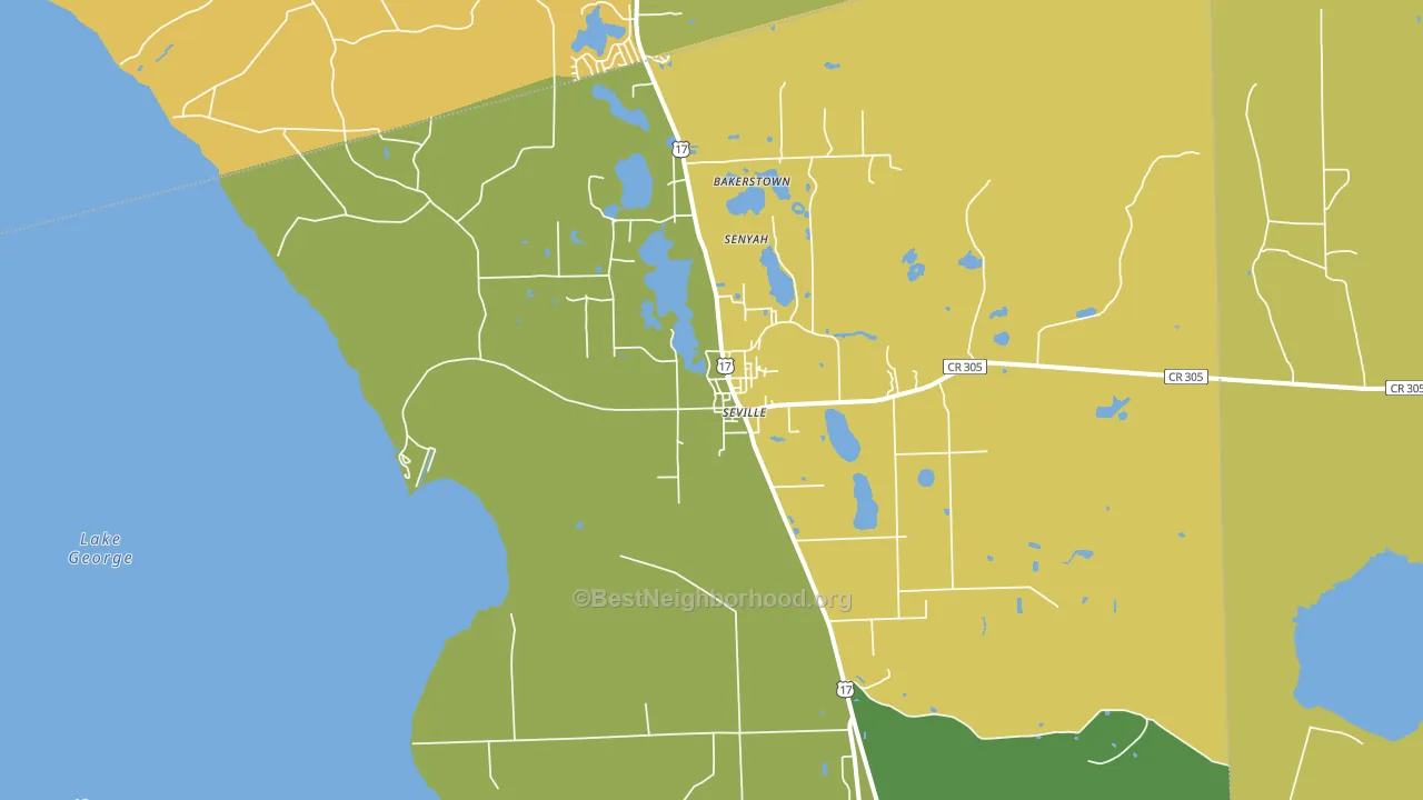Seville, FL block-group voter-turnout map