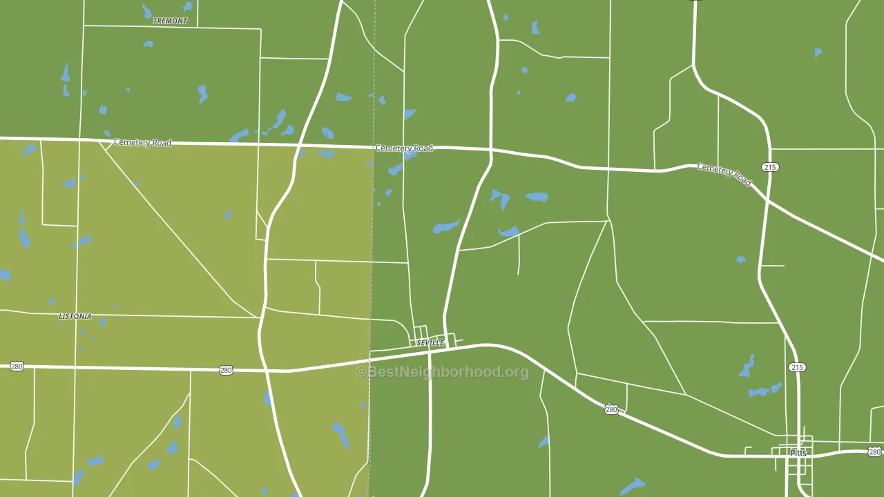 Seville, GA block-group voter-turnout map