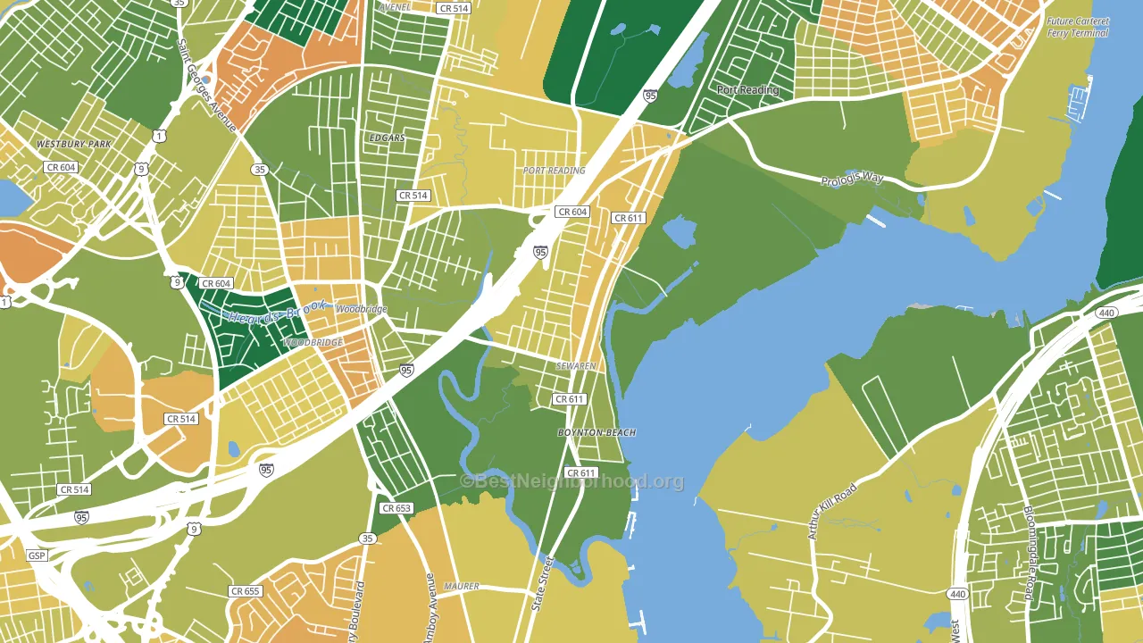 Sewaren, NJ block-group voter-turnout map