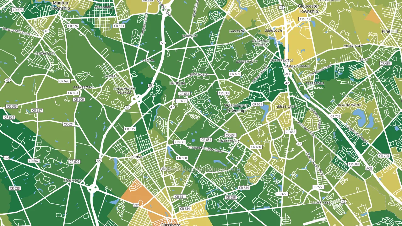 Sewell, NJ block-group voter-turnout map
