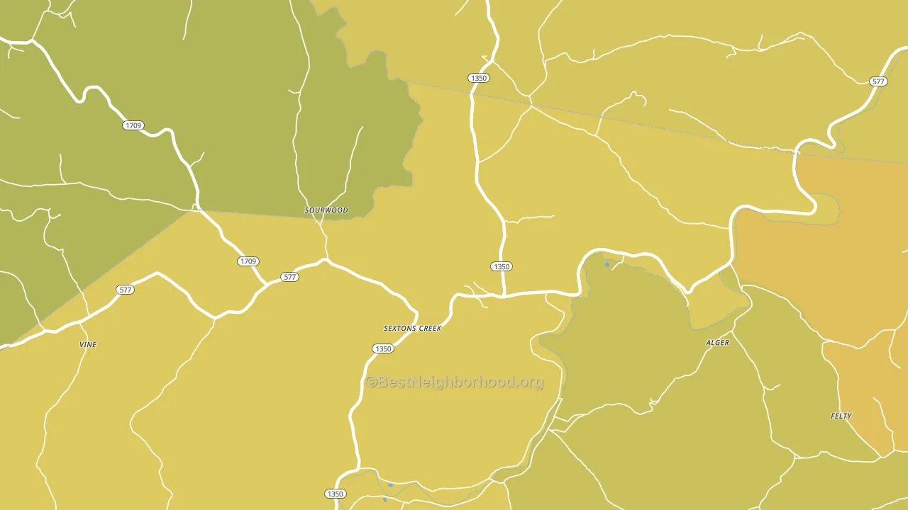 Sextons Creek, KY block-group voter-turnout map
