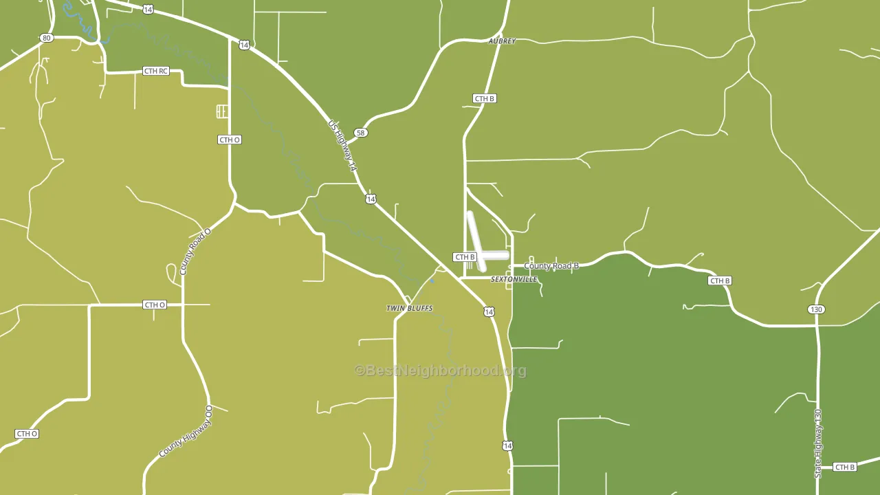 Sextonville, WI block-group voter-turnout map