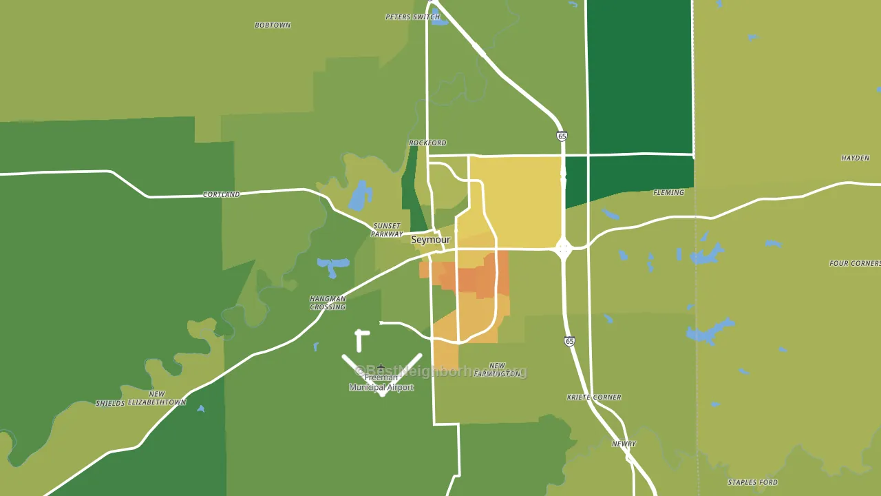 Seymour, IN block-group voter-turnout map