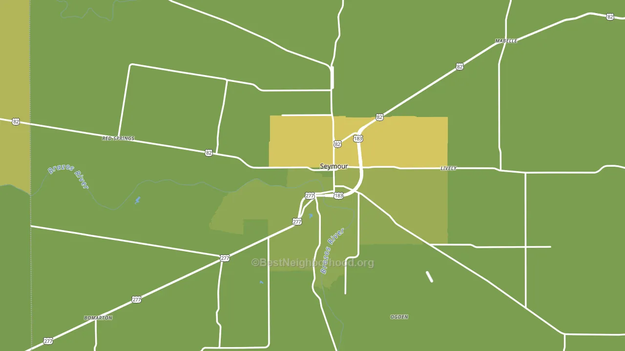 Seymour, TX block-group voter-turnout map