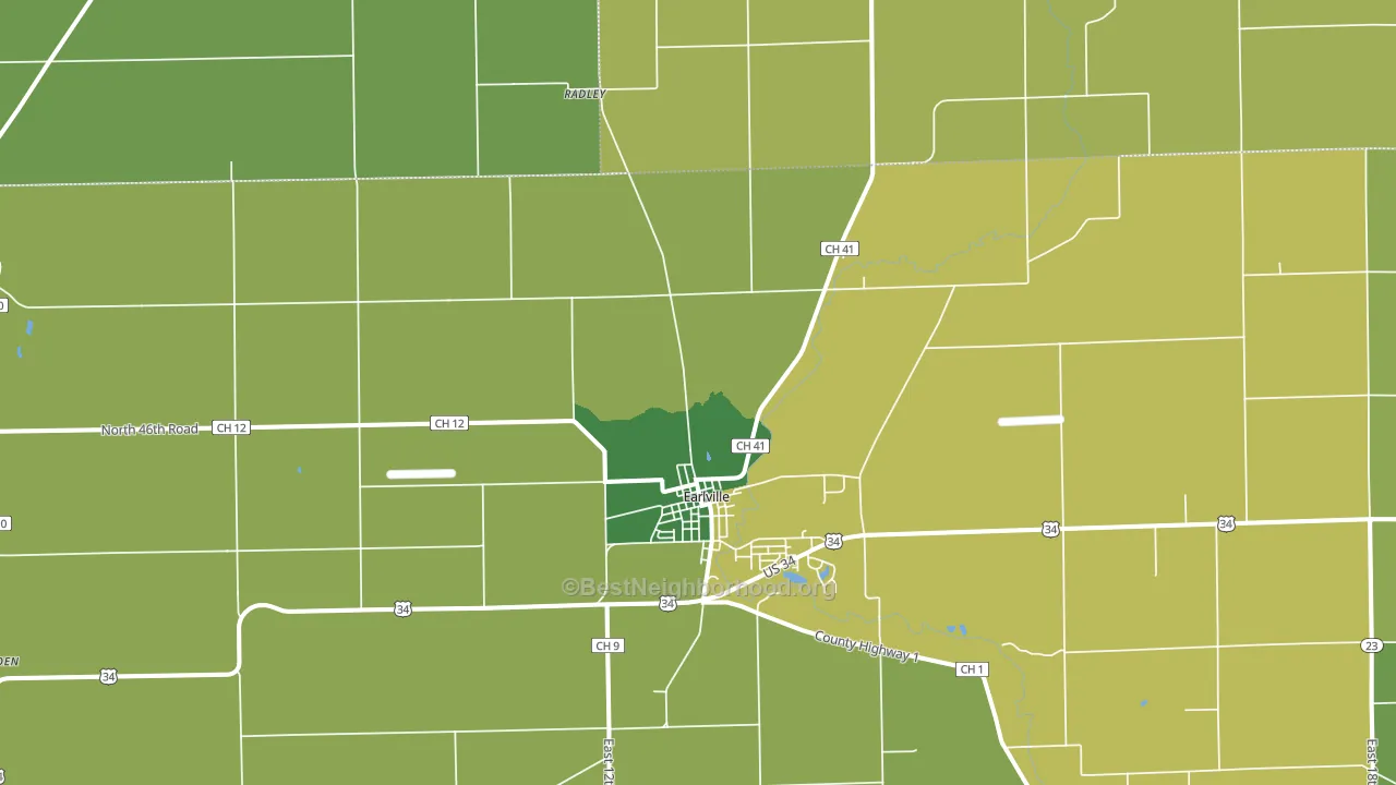 Shabbona Grove, IL block-group voter-turnout map