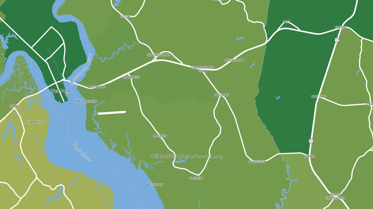 Shacklefords, VA block-group voter-turnout map