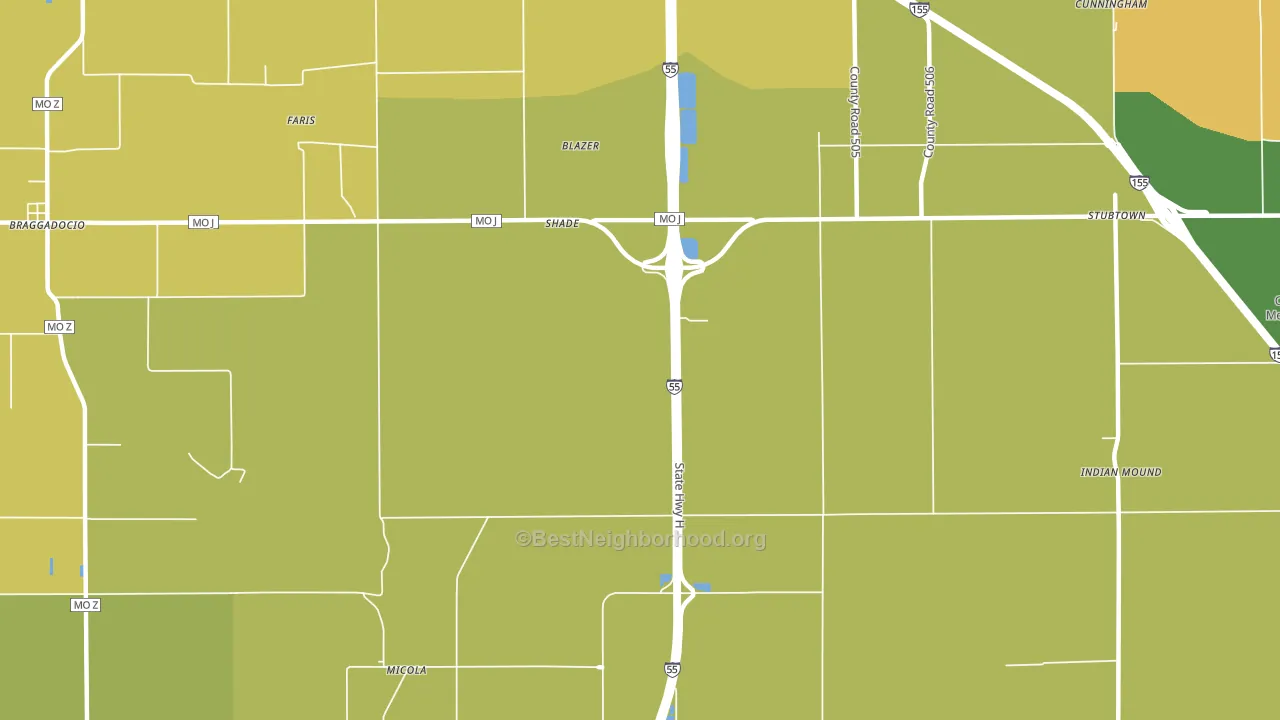 Shade, MO block-group voter-turnout map