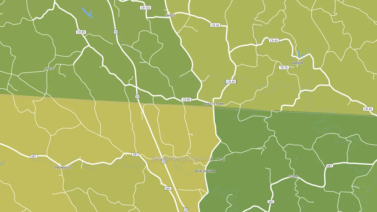 Shade, OH block-group voter-turnout map